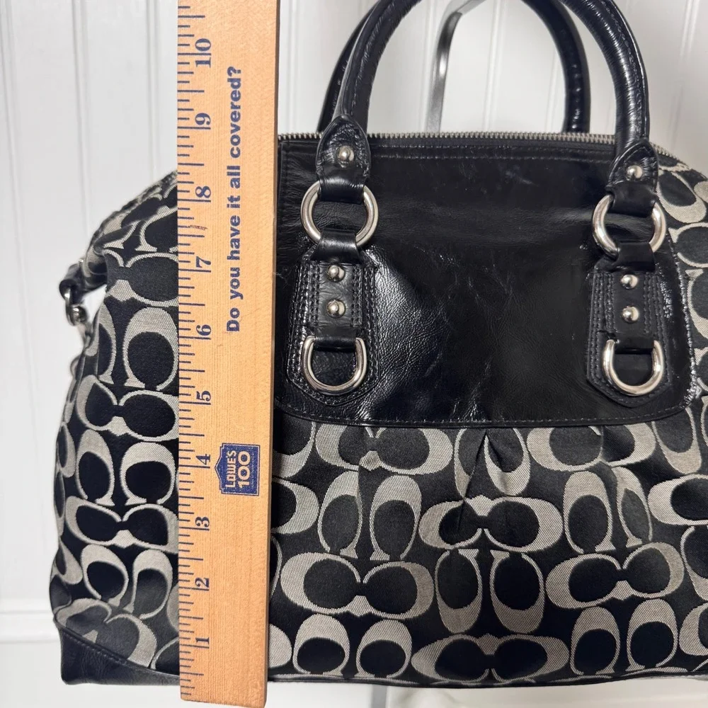 Coach Ashley Satchel Large Black Grey Signature Jacquard Shoulder Bag F15440
